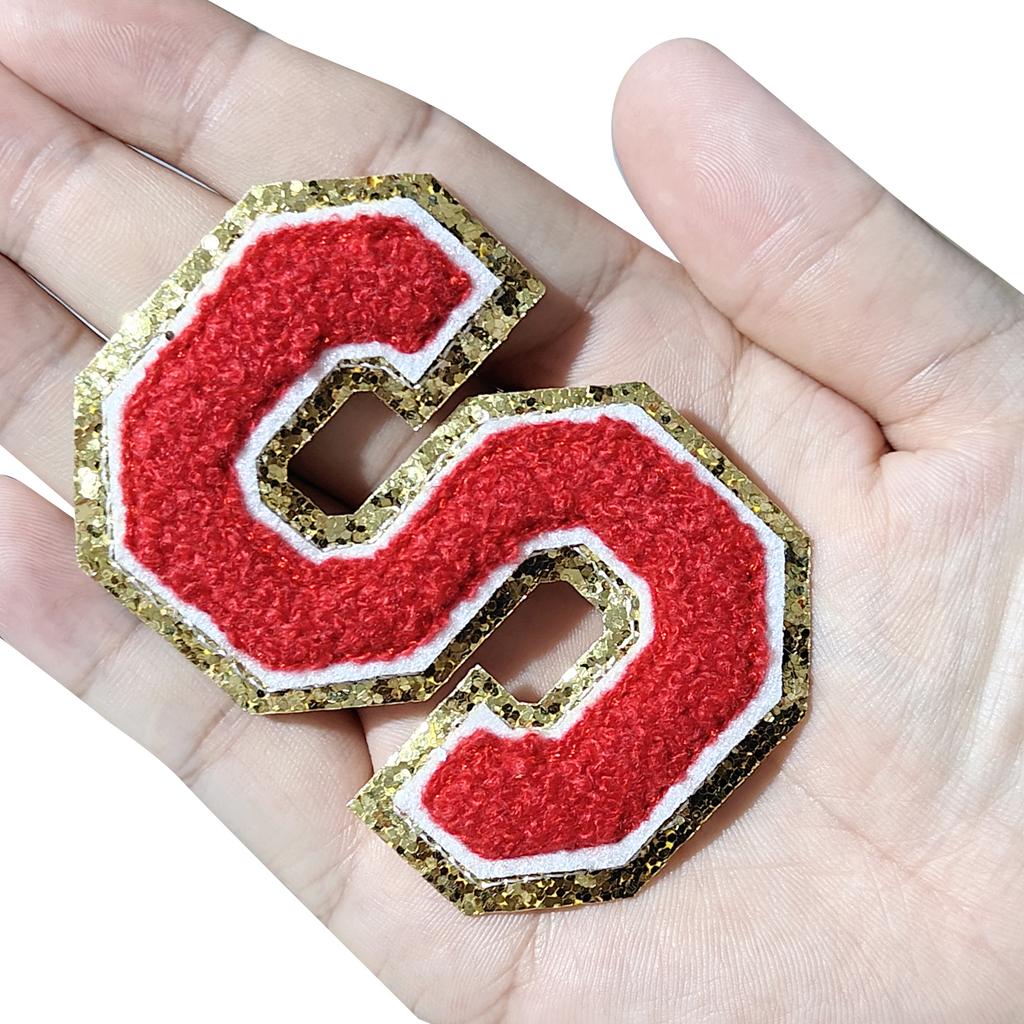 4pcs Chenille Letter Patches Iron on Letter Patches Embroidery Patch Iron on Sew on Jacket Embroidered Letter Patches Orange