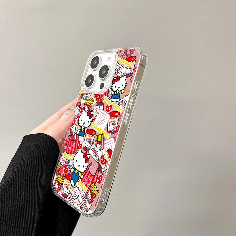 Lively Cheerful Hello Kitty Pompompurin Wireless Charging Case for iPhone 17 Air 16 E 15 14 Plus 13 12 Mini 11 Pro Max Cover