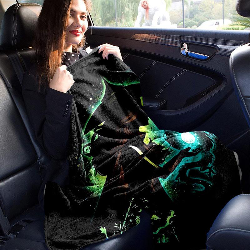 1pc, Witch & Dragon Fantasy Art Print Home Decor Blanket, Couch Throw, Outdoor Blanket, Gift for Friends, Flannel Blanket, Perfect for Bed