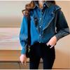 Women's Denim Shirt Loose Double Pocket Long Sleeved Versatile Casual Coat Shirt Women Fashion Jean Jackets Spring Autumn Trend 2025