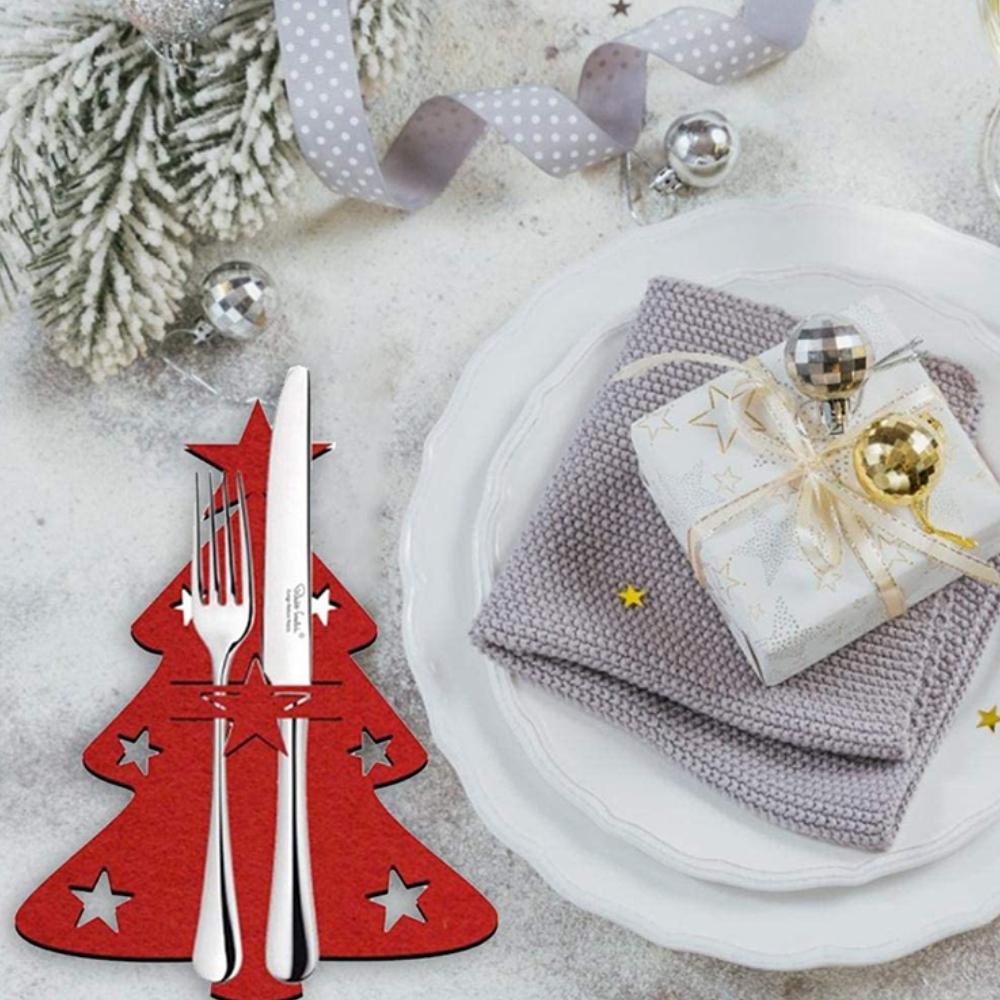 Рождественские украшения для стола, посуда, органайзер, подушечки, рождественский нож, держатель для вилок, сумки для столовых приборов