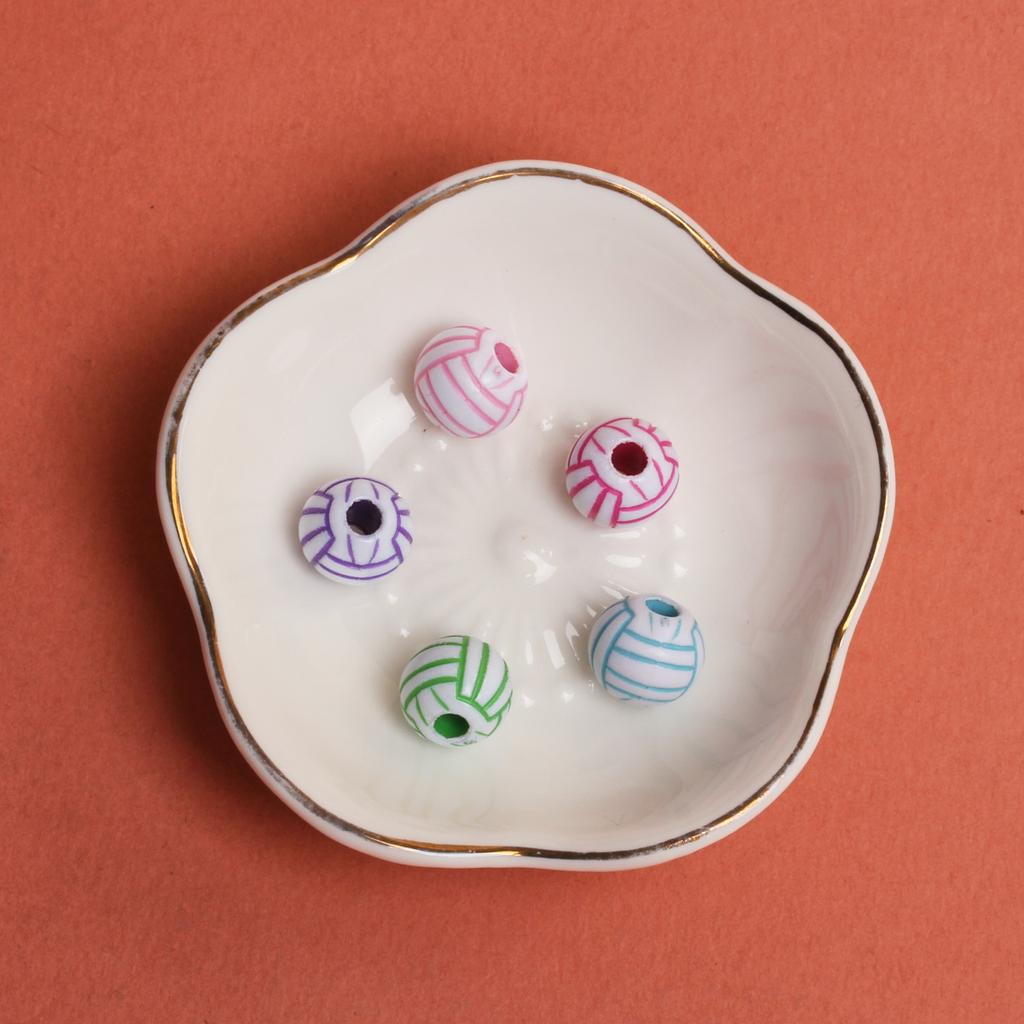 Хорошие подвески, круглые футбольные бусины с отверстием, акриловые, 5 шт., свободные бусины, футбольный мяч, 11 мм, 15,5 мм, баскетбольные браслеты, принадлежности для изготовления ювелирных изделий