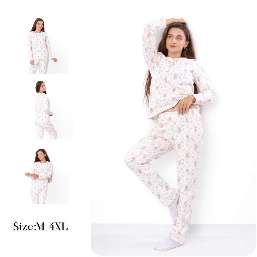 Pajama Set (женщины) – Мягкий хлопковый флис, Длинный рукав и брюки, Демисезонный, 8240-024-1 HC