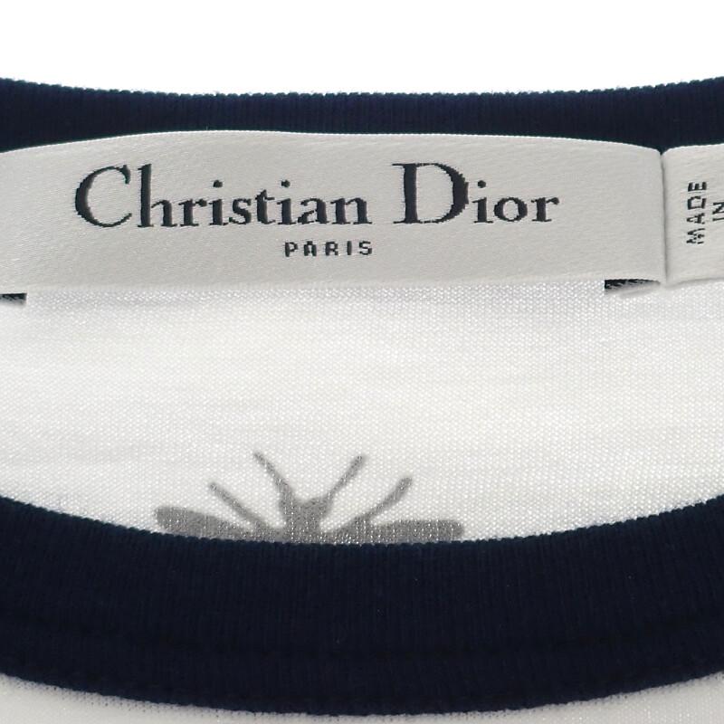 Dior 543T07A4537_X0883 XS Футболка с коротким рукавом белая/темно-синяя Женская