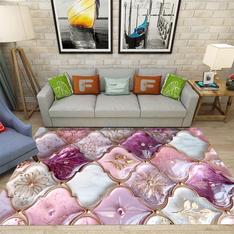 Визуальный 3D Ковер Розовая Серия Трехмерный Гусь Мягкий Камень Печатный Напольный Коврик Гостиная Спальня Противоскользящий Большой Ковер