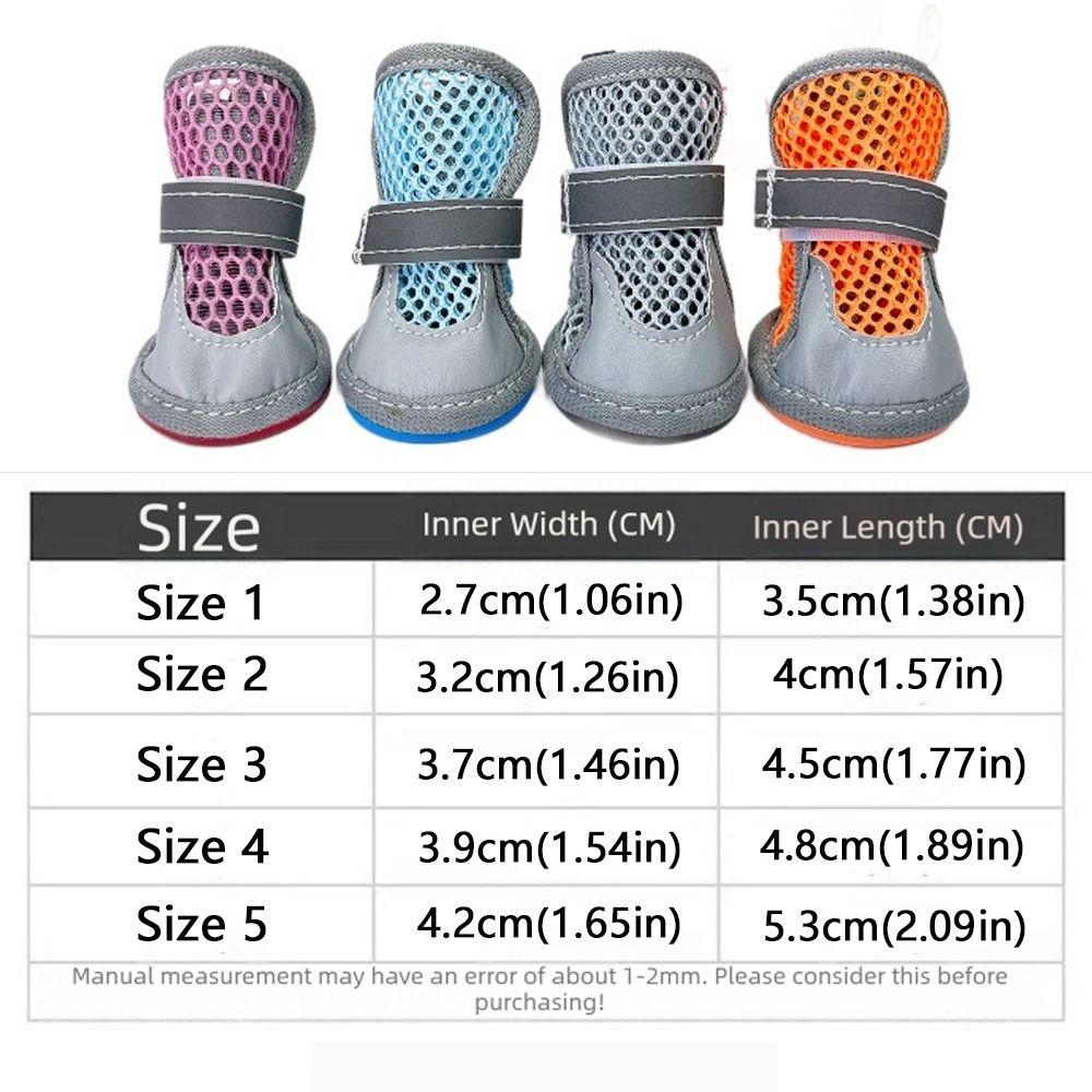 4Pcs Breathable Pet Net Boots Non-Slip Puppy Foot Covers Dog Paw Protectors Hot Pavement