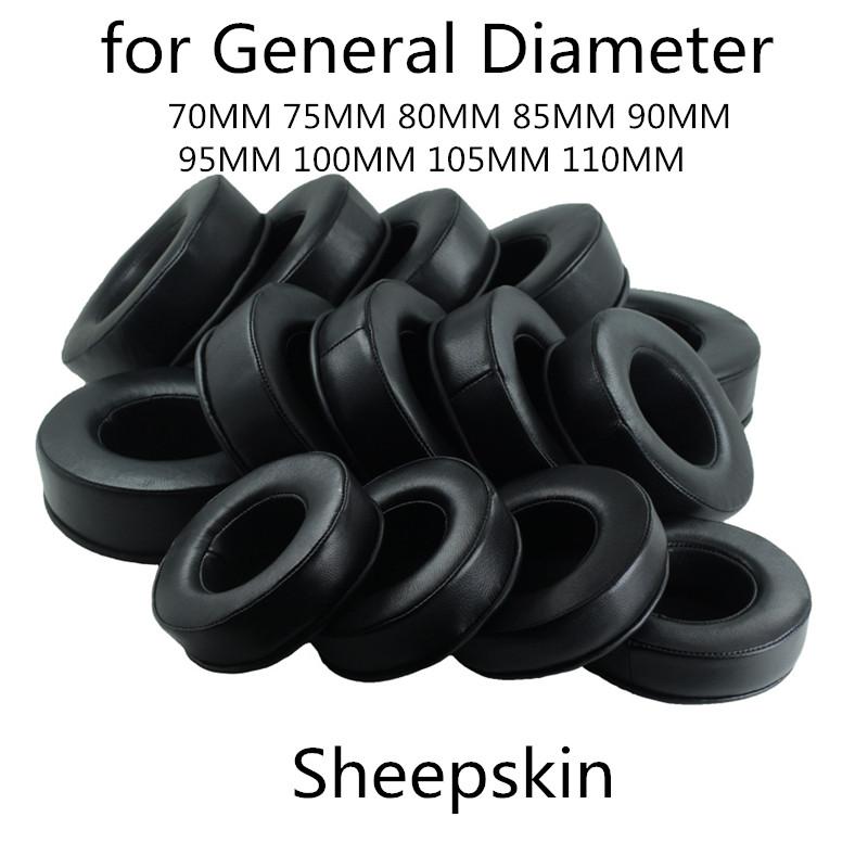 Round Real Sheepskin Ear Pads 80MM 85MM 90MM 95MM 100MM 105MM 110MM For Razer For Sony for AKG Headphones Soft Memory Foam