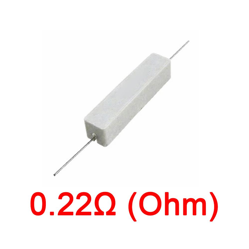 10PCS Wirewound Ceramic Cement Power Resistor Fixed Horizontal 20W Watt 0.1ohm - 100Kohm Vertical Axial Lead Resistance 5% 0.1/0.22/0.47/100/1K R Ohm