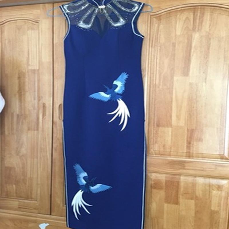 4 шт./компл. вышитый животный чонсам синий феникс своими руками вышитая нашивка аппликация в китайском стиле