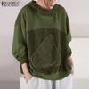 ZANZEA Women Casual Long Sleeve Patchwork Pullover Hoodies