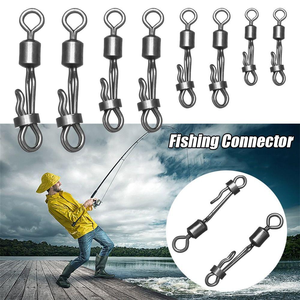 Line Rolling Swivel With Lock Fishing Rolling Swivel Snap Change Connector 8-Shape Connect Ring