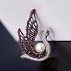 Full Diamond Swan Brooch, Pearl Brooch, Elegant Coat Pin, Suit Accessory
