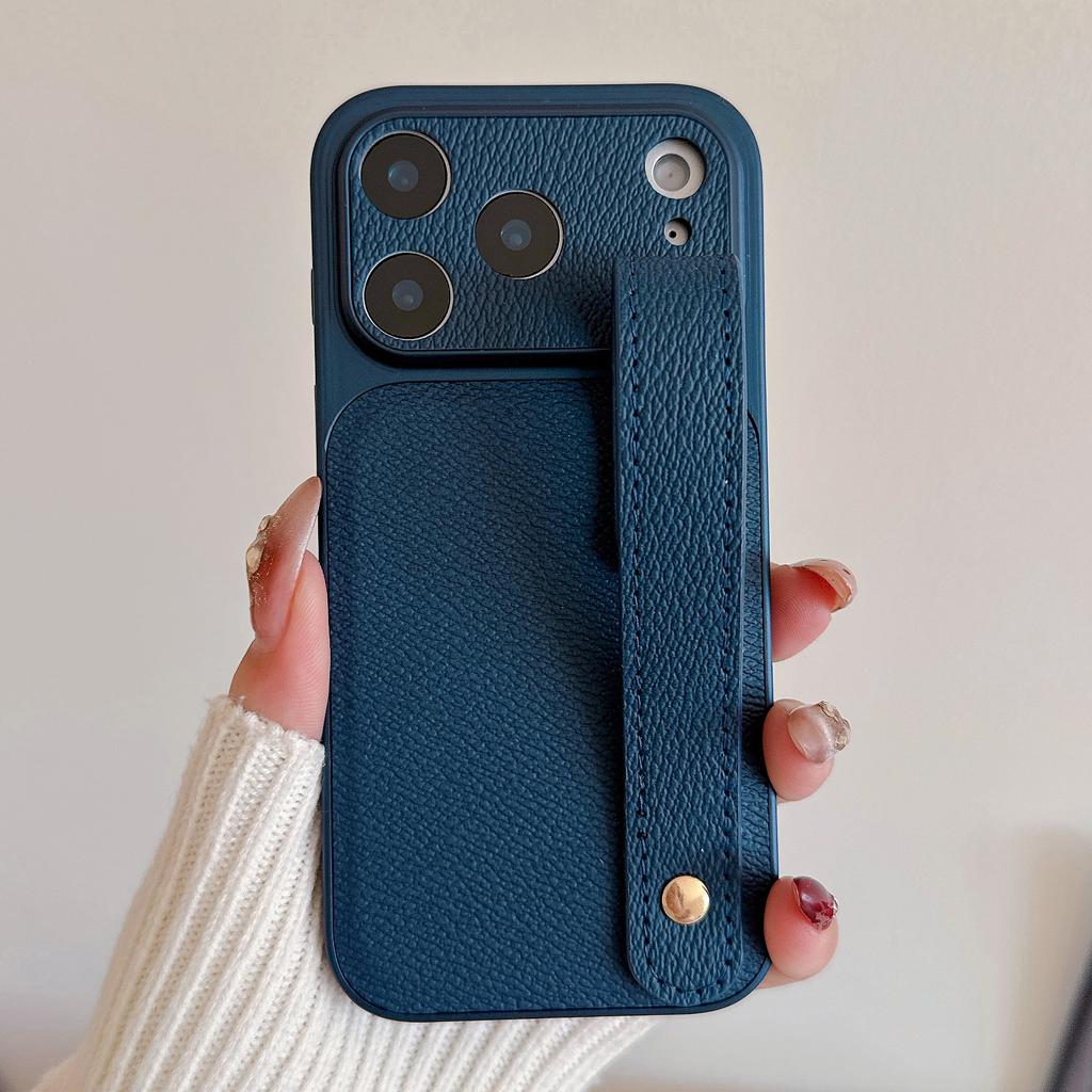 Чехол-браслет Гибридный чехол для телефона из кожи и материала Skin для iPhone 17 Pro Max iPhone 16 15 14 13 Pro Max с ремешком на руку PC+PU Матовый Противоскользящий Жесткий чехол