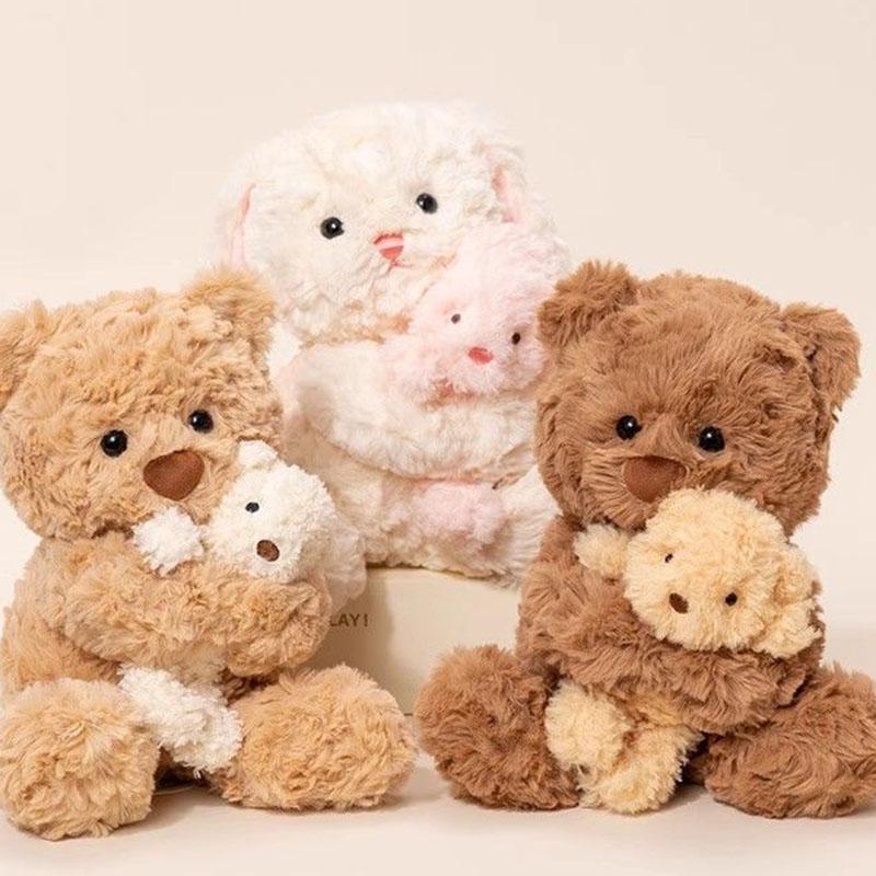Cute Fluffy Parent And Child Plush Toy Squishy Fluffy Stuffed Animal Doll For Kids Birthday Gift Healing Touch Companion Pillow