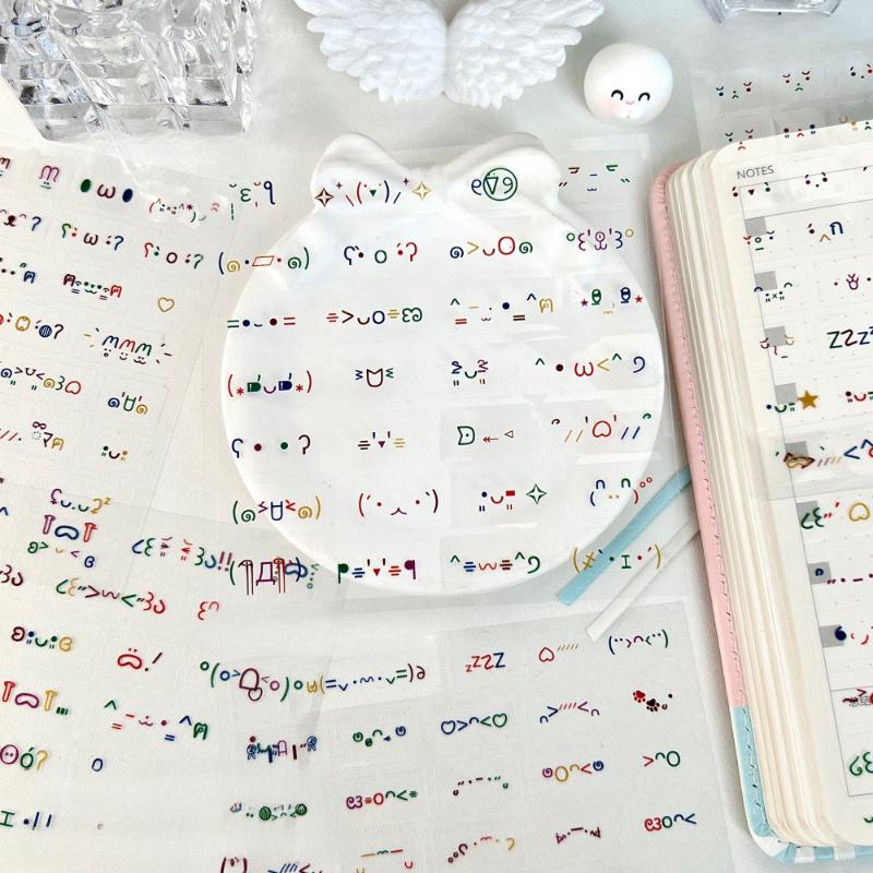 10Pcs Colorful Emoticon Stickers Cute Symbols Scrapbooking Decorative Stickers Aesthetic Kawaii Stationery
