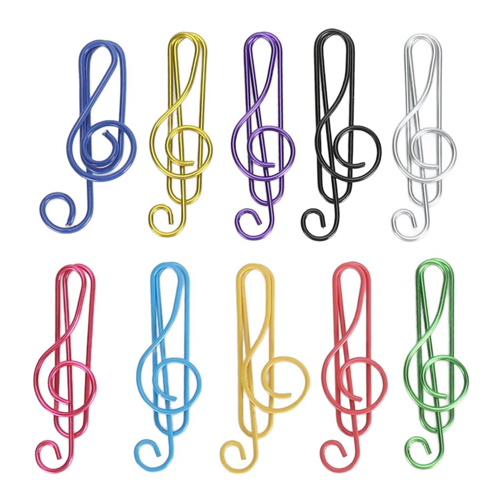 100 шт. милые скрепки для заметок 10 цветов металлические скрепки в форме музыкальных нот скрепки для стола