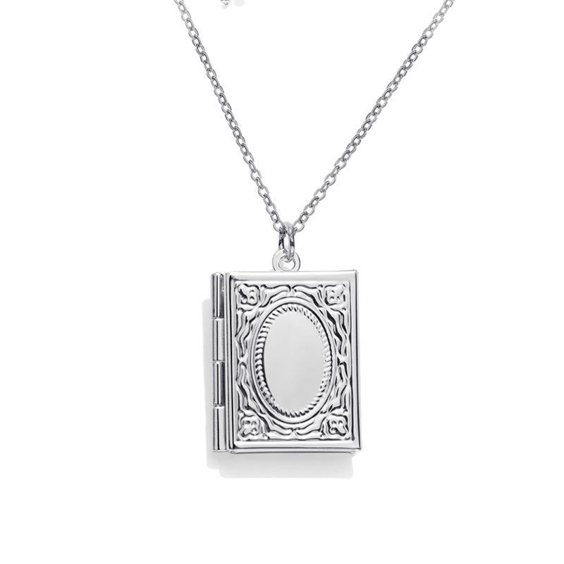 Женская винтажная цепочка с медальоном-книгой для двух фотографий