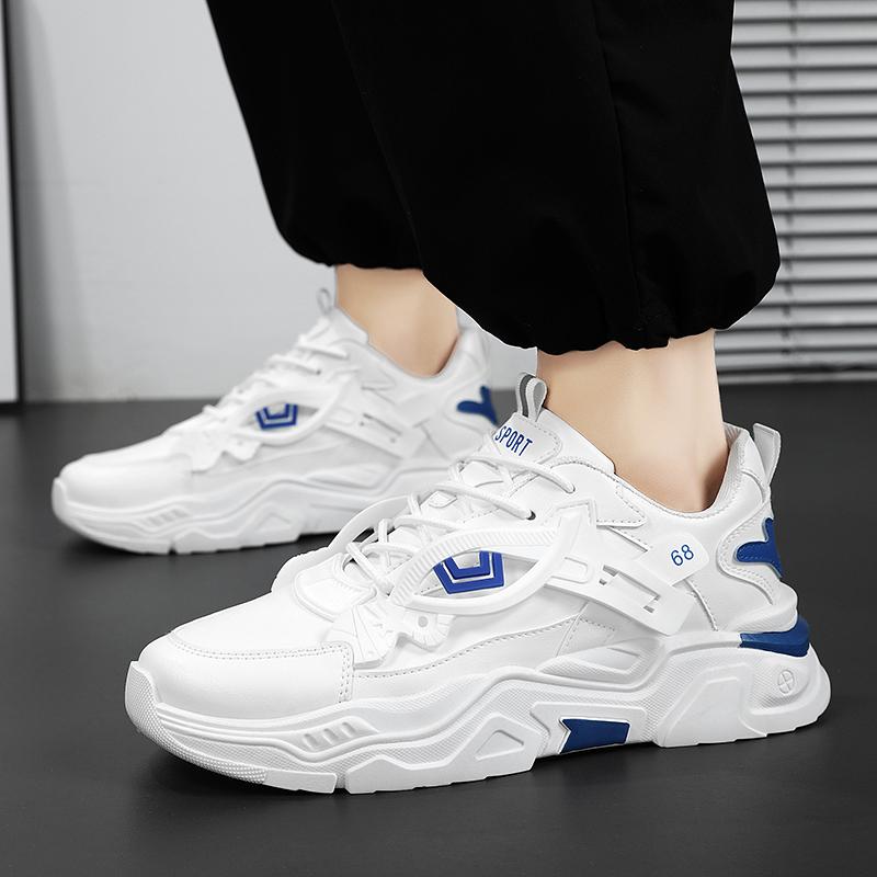 New Men Platform Sneakers Fashion Mesh Breathable Lace Up Chunky Shoes Trainers Trendy Sport Dad Shoes