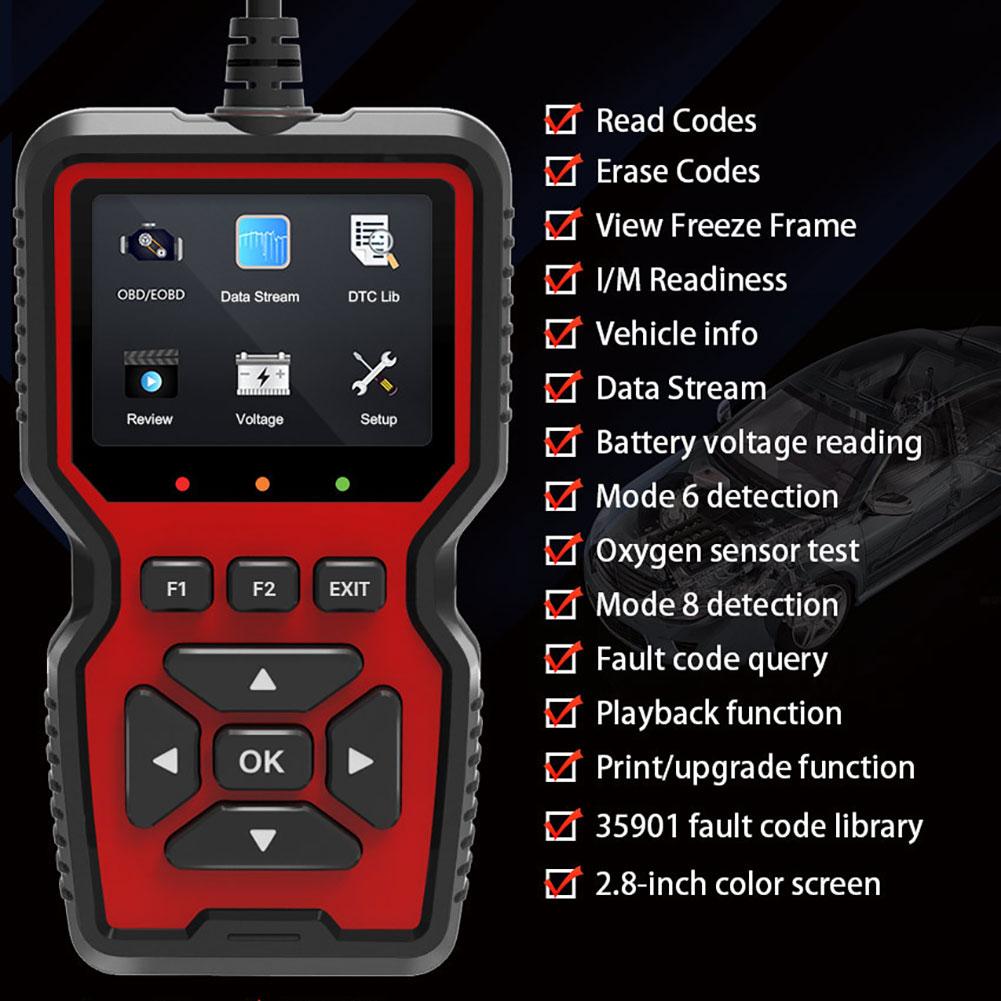 V519 Автоматический диагностический сканер Профессиональный механический диагностический прибор для проверки двигателя Сброс кода неисправности Сканер On-BD2 Данные в реальном времени