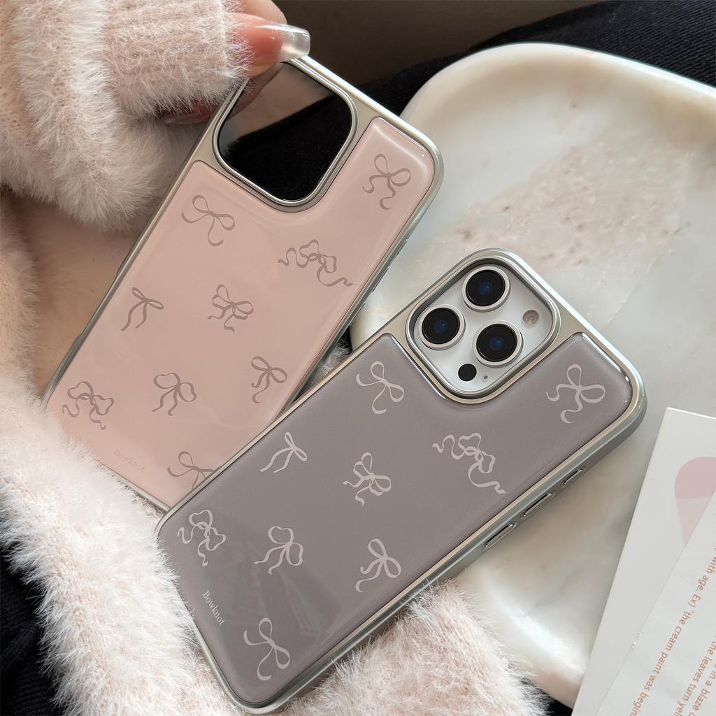 Korean Bow Suitable for 16 Apple 15pro Max Mobile Phone Case Iphone 14 Drop Glue 13 Niche Huawei