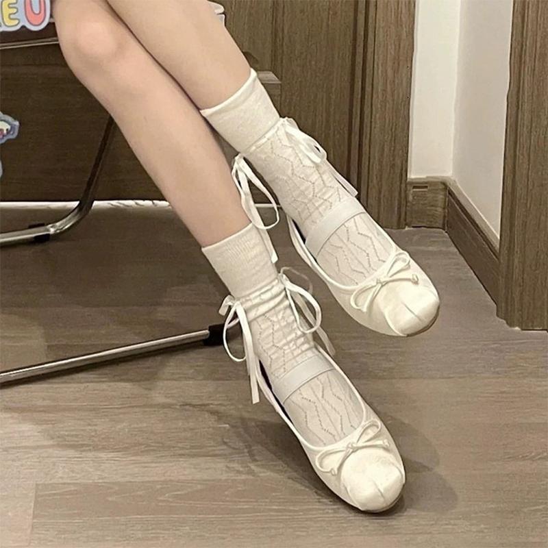 Japanese Jk Mary Jane Lace Hollow Lace Bowknot Pile Socks