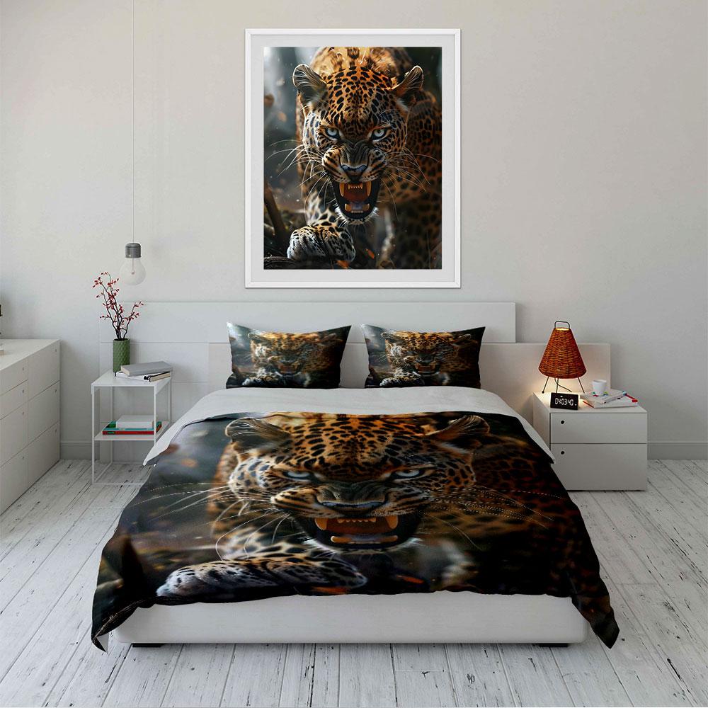 Fierce Leopard Print Bedding Bedding Duvet Cover Set Duvet Cover Pillowcases (1 * Duvet Cover 2 * Pillowcases, without duvet insert)