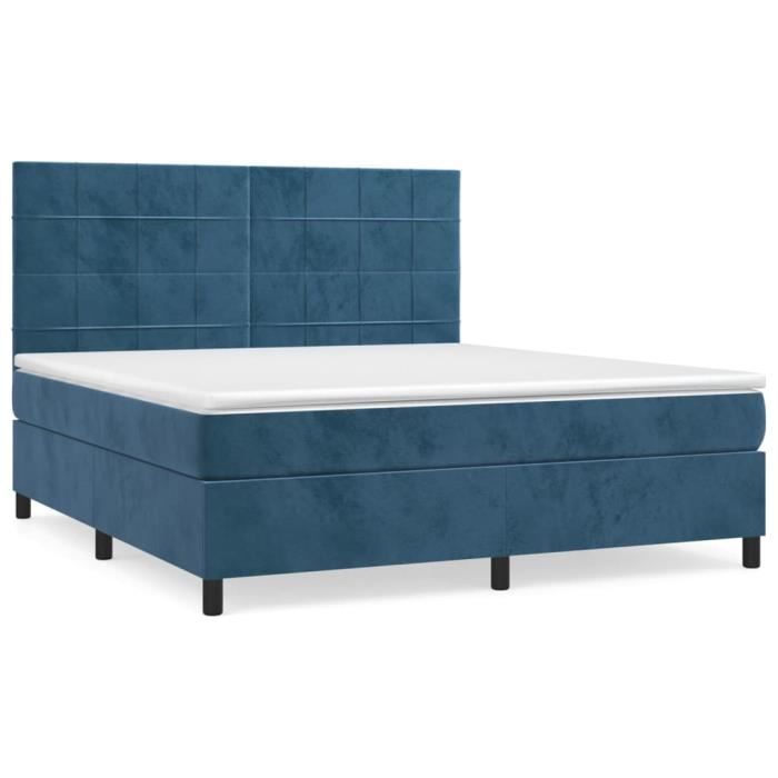 3143041 vidaXL Divan-lit Et Matelas Bleu Foncé 180x200cm Velours