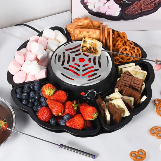 Электрическая фондюшница 2-в-1 с подогревом без пламени и 3-мя регуляторами температуры