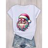 Женская футболка с принтом в виде узора Санта-Клауса, рукава, эстетичная одежда