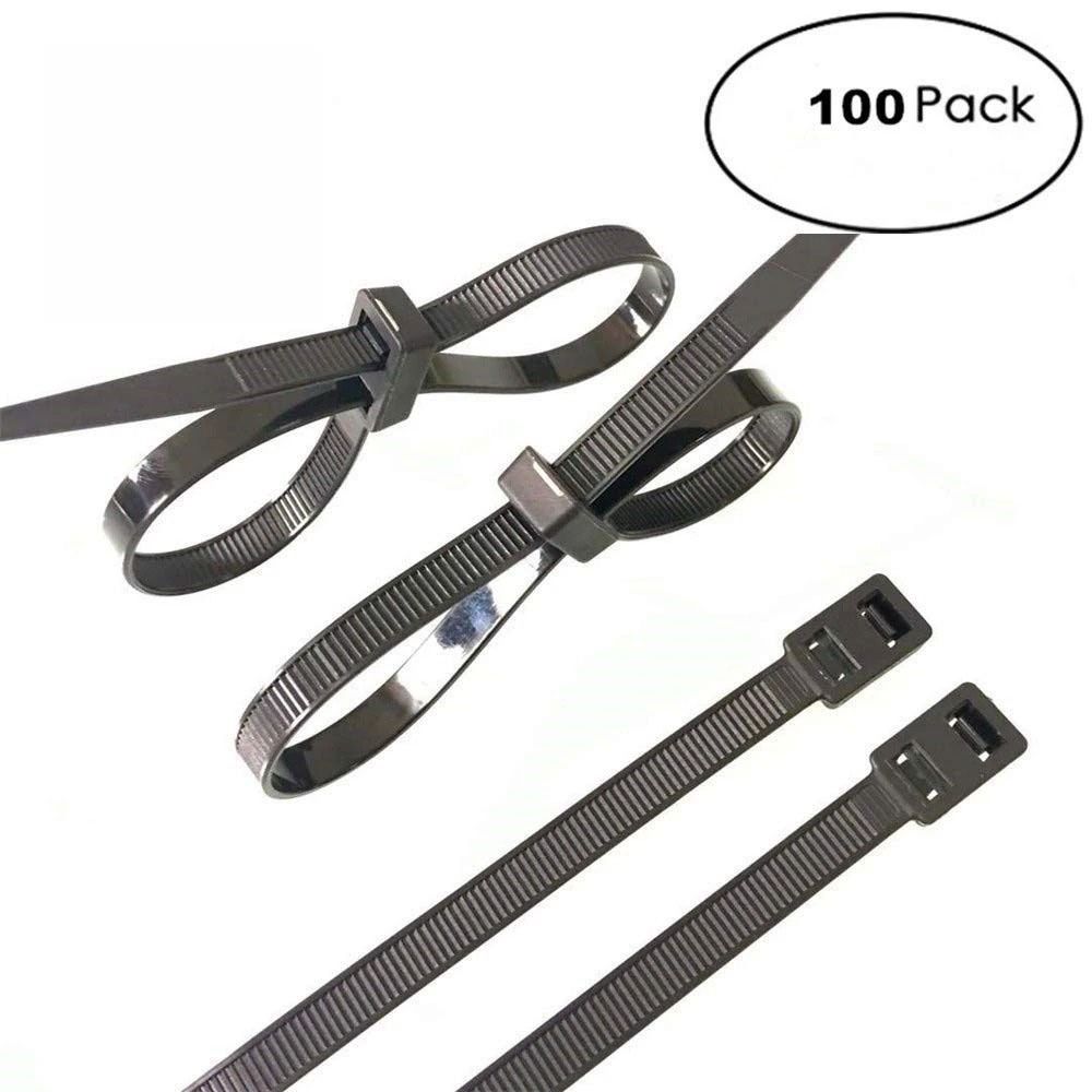 100Pcs CS Electrical Wire ties Zip Tie Double Flex Tie Band Cable Ties Fasten Loop