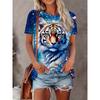 Summer Tiger Animal Lion 3D Print T-shirts Women Streetwear Fashion Casual Y2k Short Sleeve T Shirt O-neck Tees Tops Clothing