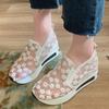 Chaussure Femme Модные женские сетчатые вышитые дышащие туфли на толстой подошве с танкеткой, повседневные и удобные спортивные туфли