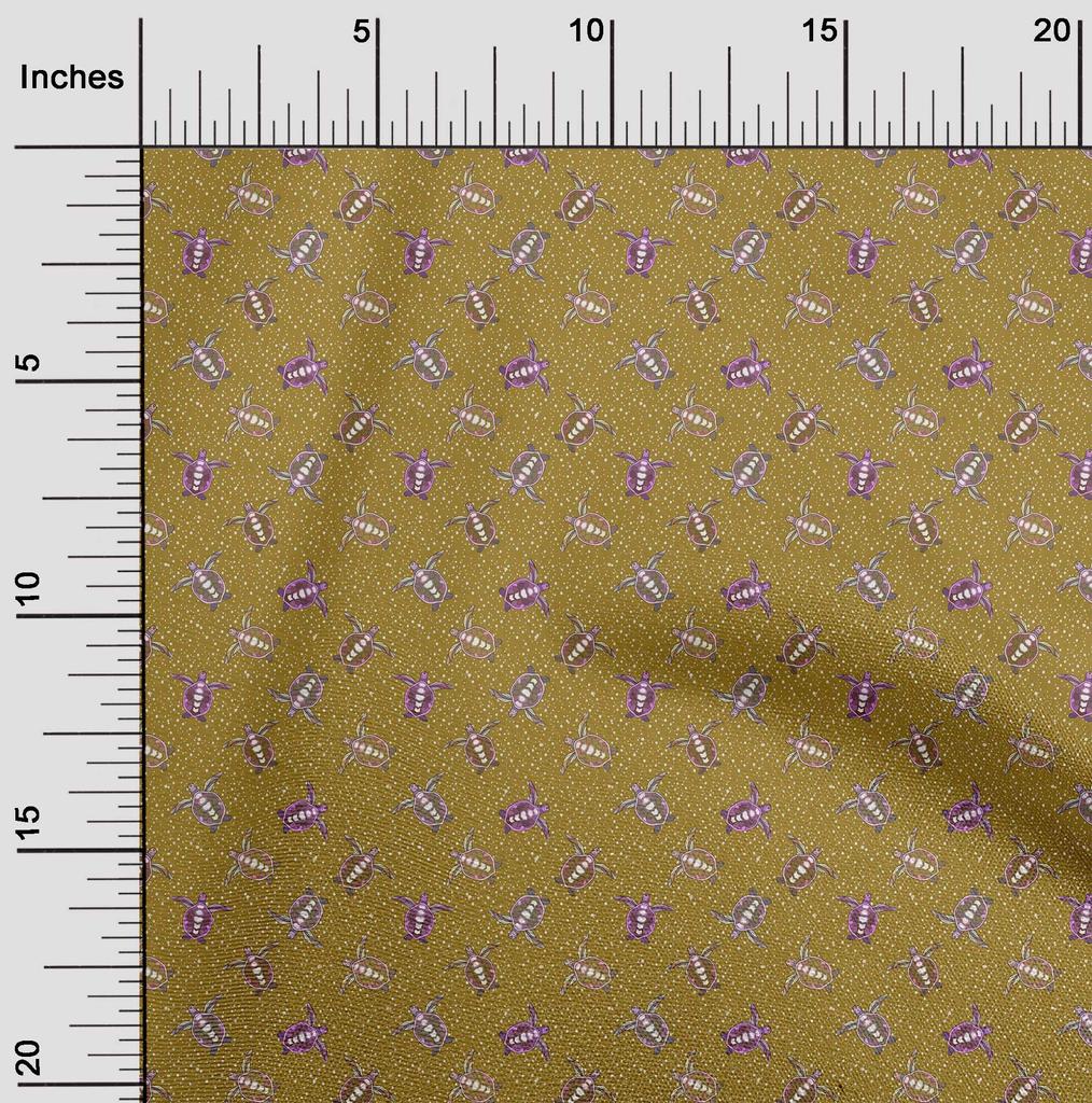 oneOone Cotton Flex Dark Olive Green Fabric Tortoise Dress Material Fabric Print Fabric By The Yard 40 Inch