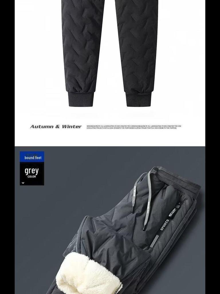 Мужские зимние водонепроницаемые плюшевые брюки для снега - плотные, ветрозащитные, с манжетами, повседневные брюки из овчины