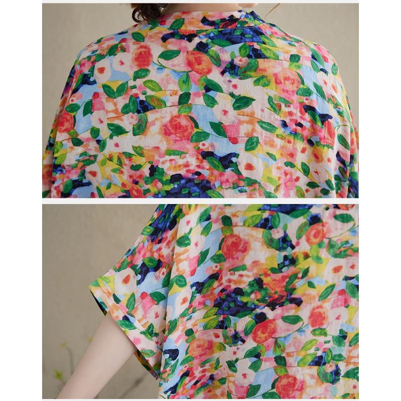 Dimanaf 2025 Женское Летнее Платье Большого Размера Цветочное Повседневное Винтажное Платье Базовое Свободное Длинное Платье Макси с V-образным Вырезом