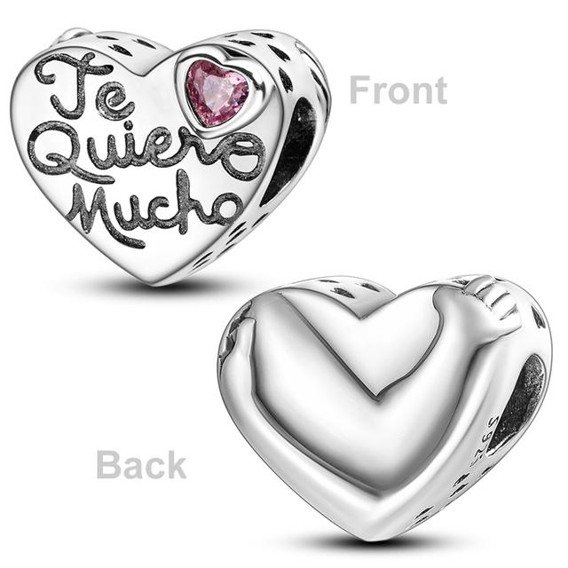 Heart Shape 925 Silver Family Lover Affection Pendant Charm Beads Fit Woman's Cute Bracelet DIY Jewelry For Women