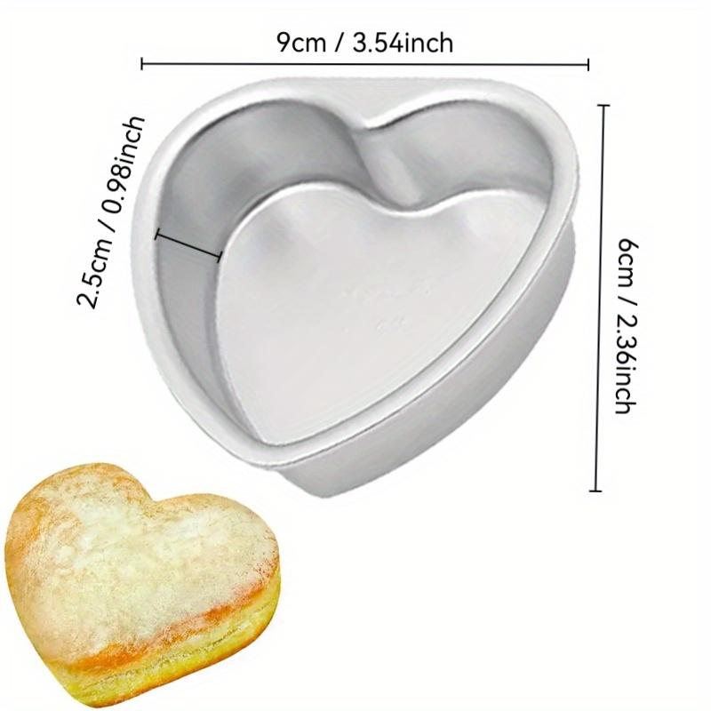 3 Inch Heart Shaped Cake Pan Mold Solid Bottom Aluminum Alloy Chocolate Cake Pan Silver Tin Baking Mold Mould