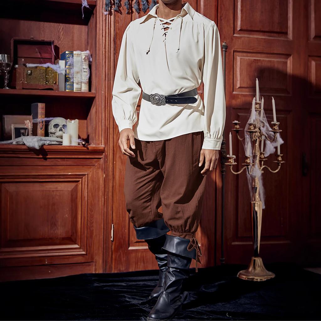 Мужские брюки Пиратские зауженные льняные костюмные брюки