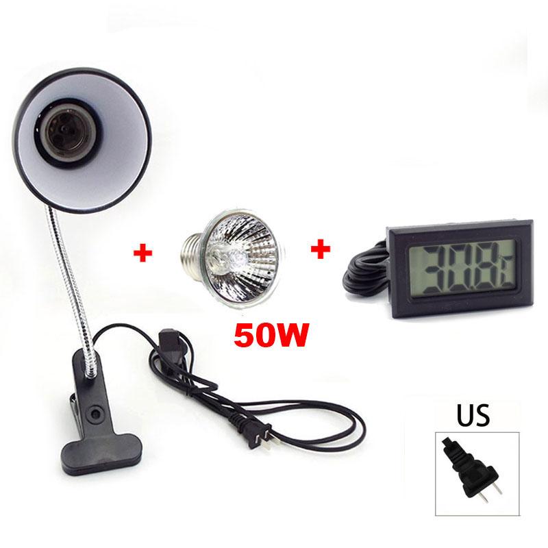 E27 UVA + UVB 220 В для рептилий, нагревательная лампа, держатель для палубы, черепаха, греющаяся лампа, черепаха, зажим для света, термометр, гигрометр, ящерица