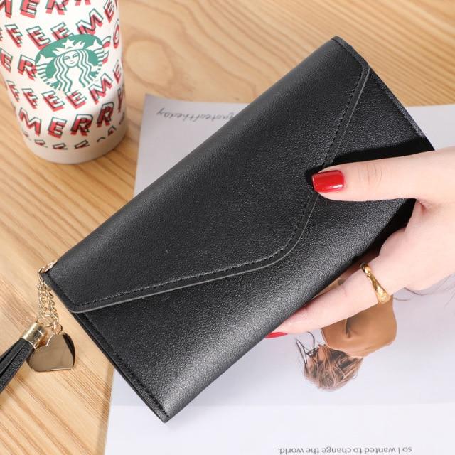 Women Lady Clutch Leather Plaid Hasp Wallet Long Length Card Holder Phone Bag Case Purse