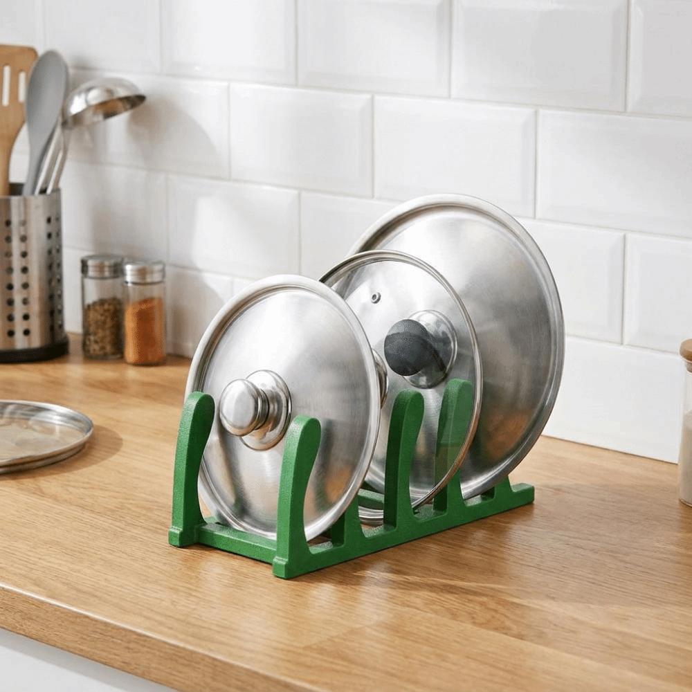 3D Printed 4 Slots Pot Lid Holder Plastic Vertical Pan Lid Storage Rack Cookware Organizer Cabinet