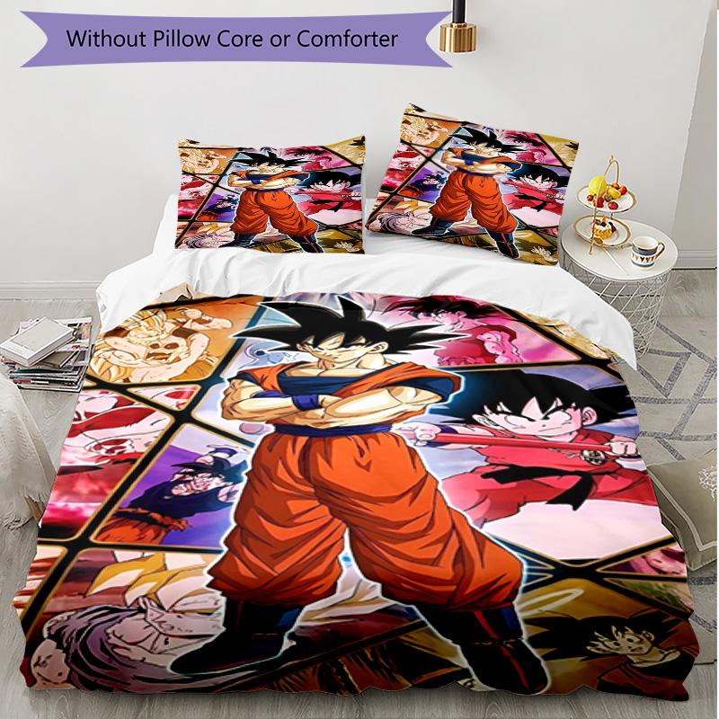 3pcs Duvet Cover Set (1*Duvet Cover + 2*Pillowcase, Without Core), DRAGON BALL Print Soft All‑Season Bedding Set, Home Bedroom Decor Gift