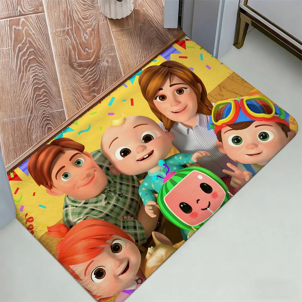 Cute C-CoComelon Floor Mat Cozy Flannel Soft Thick Non-Slip Mat For Living Room Bedroom Kitchen Decor Rugs