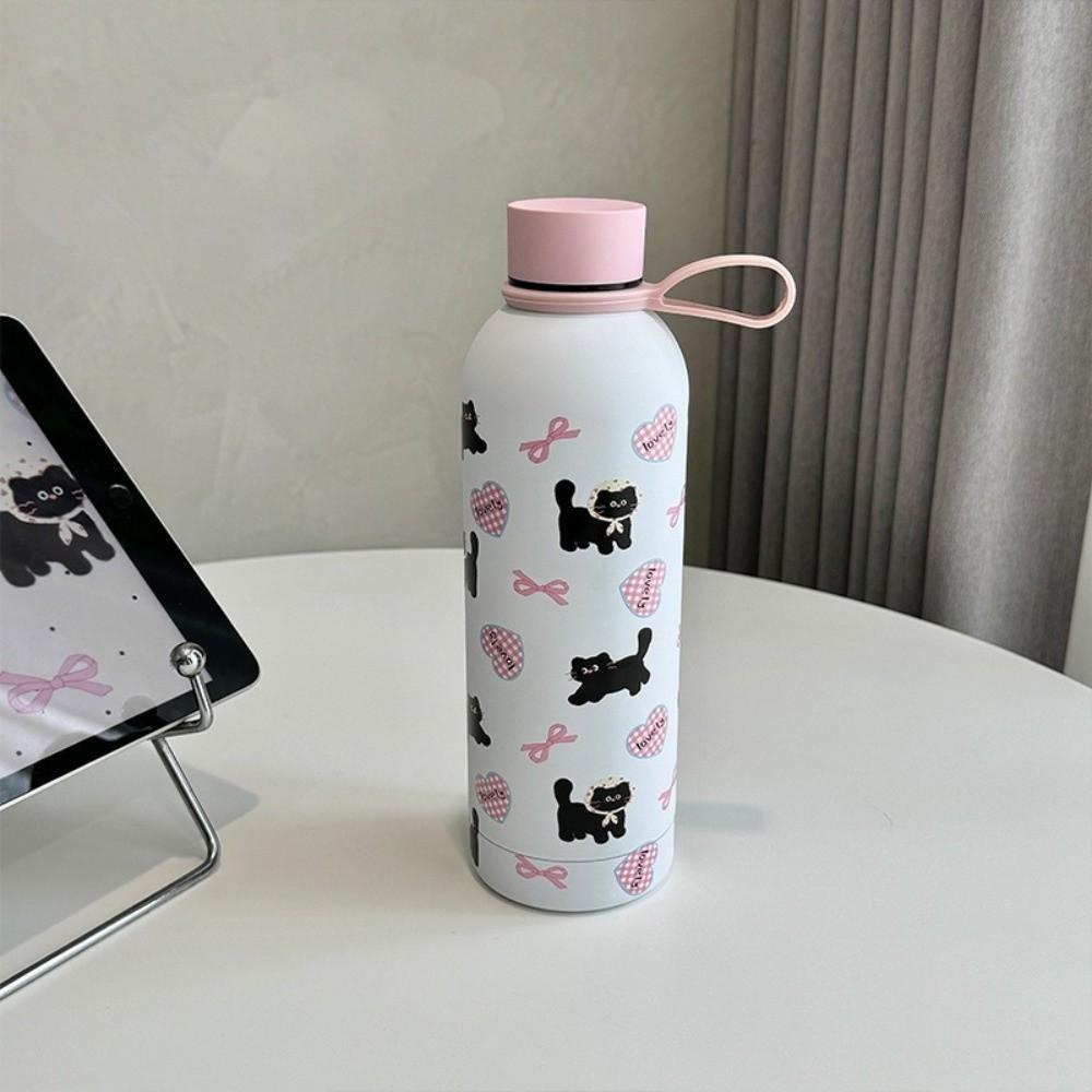 Cartoon Prints Students Coffee Mug Stainless Steel Insulated Water Bottle Outdoor Travel