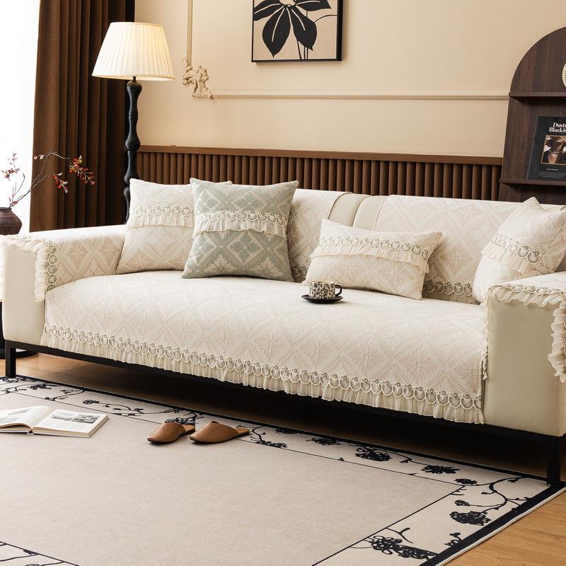 New French Cream Wind Sofa Cushion All Seasons Universal Light Luxury Non-Slip Premium Lace Sofa Cover Cover