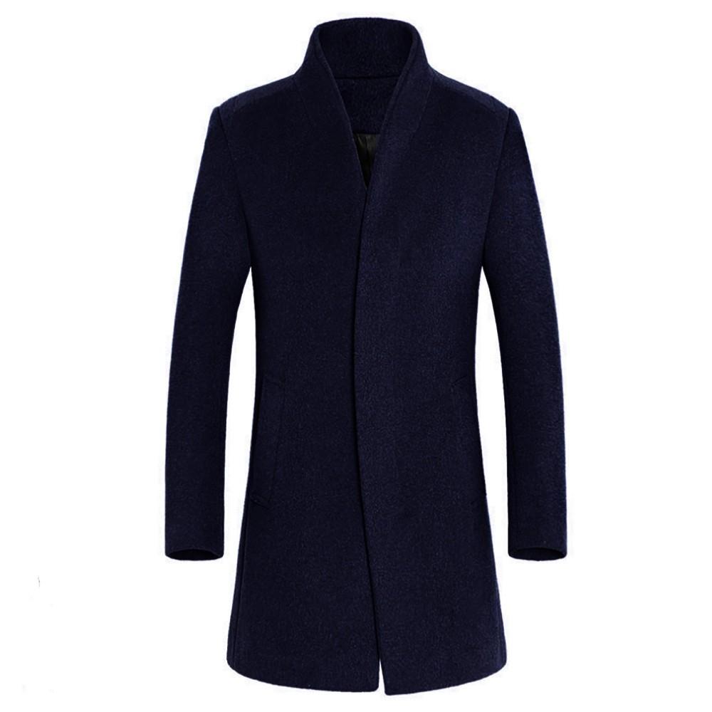 Men's Jacket Warm Winter Trench Long Outwear Button Smart Overcoat Coats