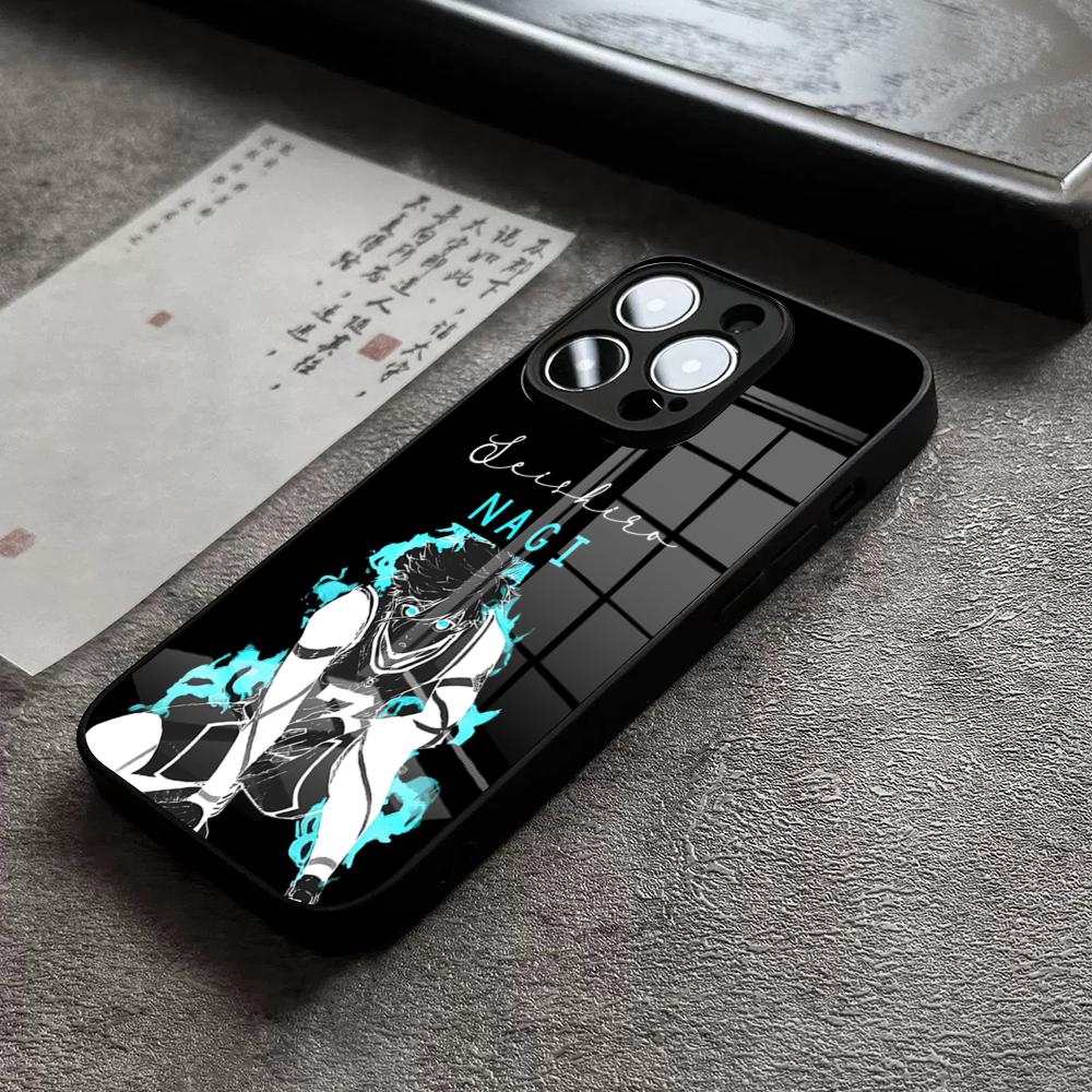 Чехол для телефона с аниме Blue Lock Для iPhone 16 Pro Max 15 Plus 14 Pro 12 11 13 Mini X XR XS Max 8 7 Plus SE Стеклянная крышка