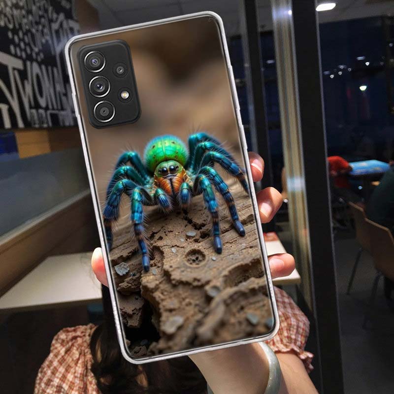 Чехлы для телефона «Пауки на паутине» для Samsung A54 A57 A37 A17 A14 A15 A12 A24 A34 A55 A35 A25 A52S A07 A05S A04S A22 A32 A72