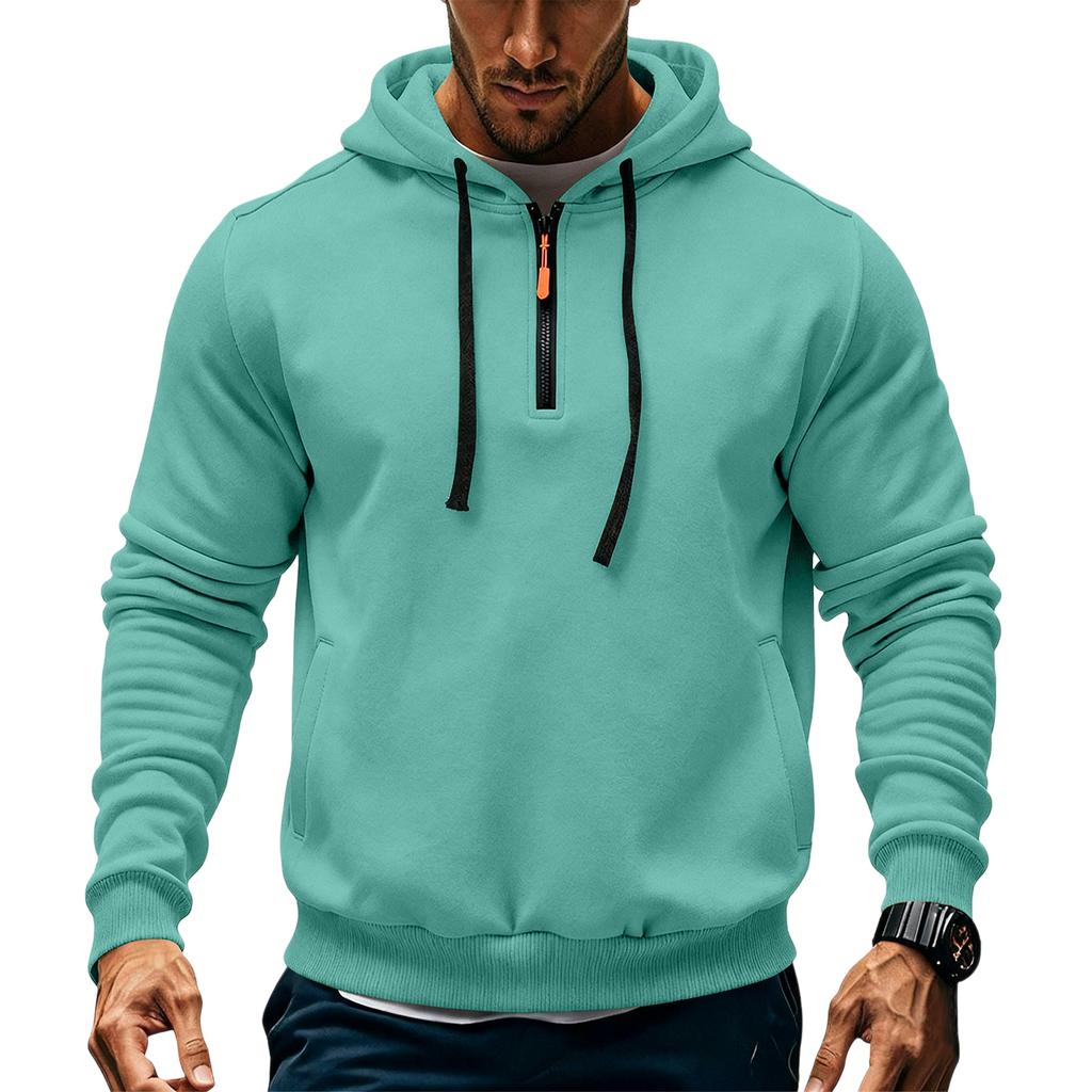 Men's Fleece Hoodie Casual Long Sleeve 1/4 Zipper Pullover Sweatshirts