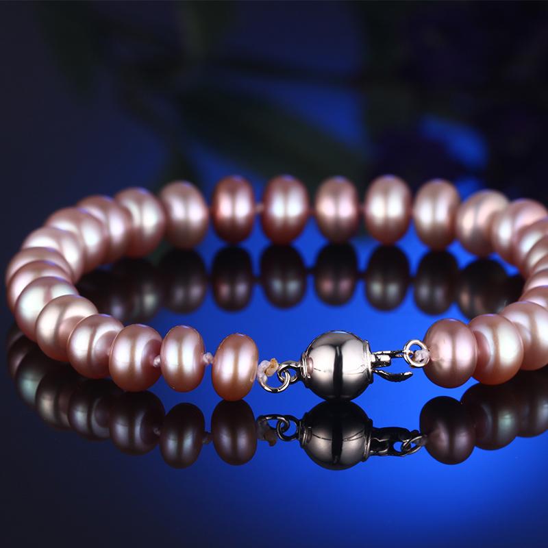 HENGSHENG 2019 Pearl Jewelry Bracelets Natural Pearl Bracelets Fine Jewlery 8-9mm Black Freshwater Pearl Gift for Women